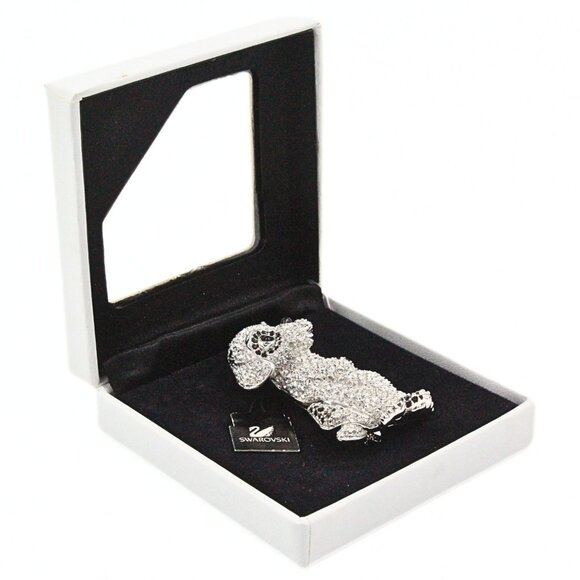 Opulent Sparkly Swarovski Signed Dalmatian Puppy Brooch - Picture 4 of 12